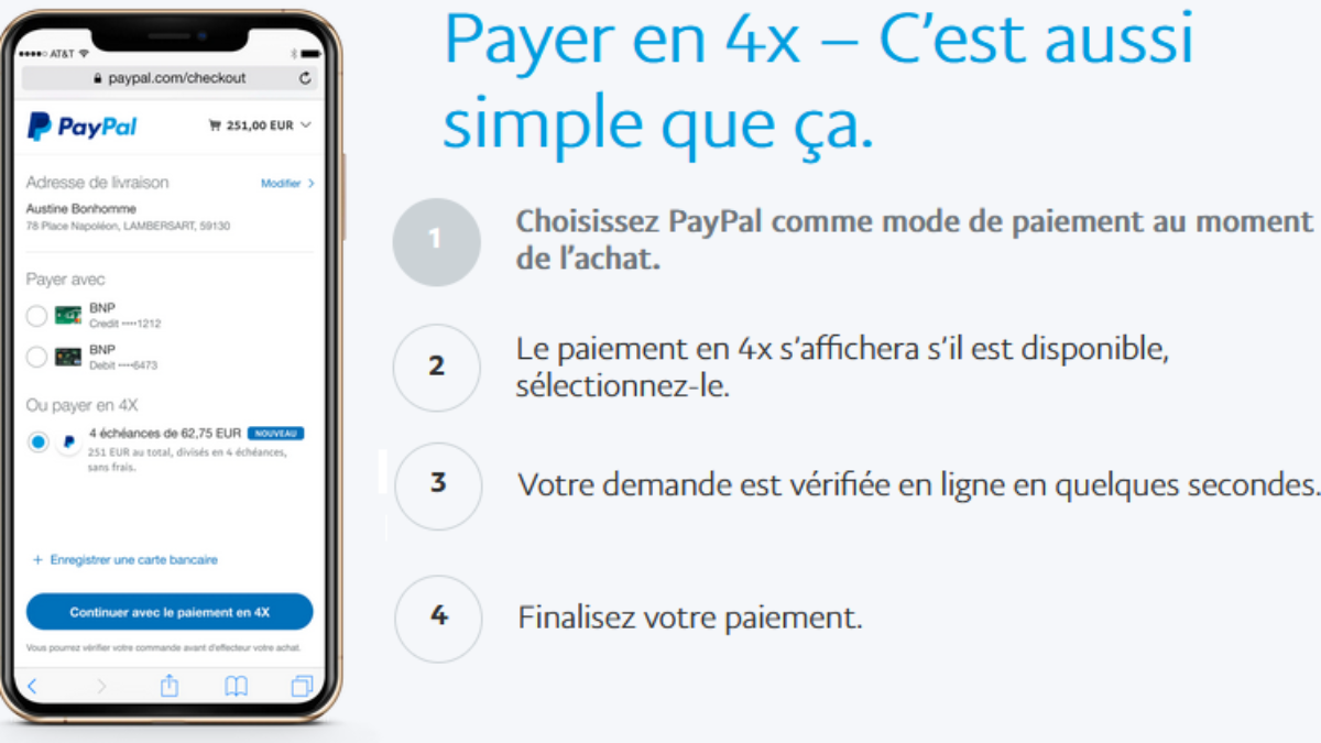 Paiement Paypal 4X sans frais